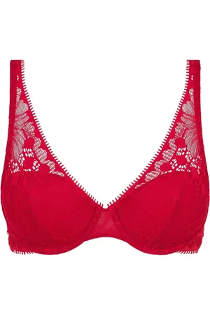 Chantelle Red Day to Night Lace underwired Plunge Spacer Bra32 D