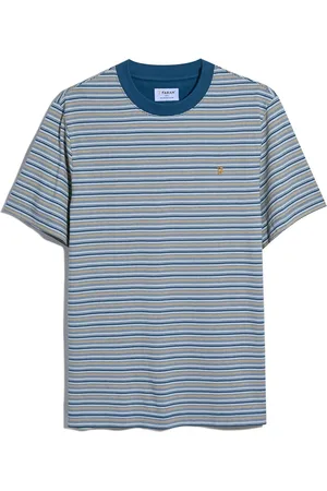 Farah Blue 100% Organic Cotton Danny Striped Short Sleeve T-ShirtX-Large