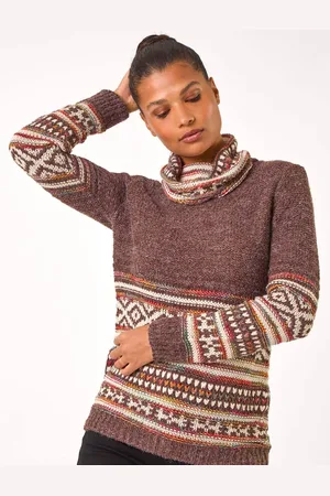 Roman Abstract Print Roll Neck Knit Jumper44