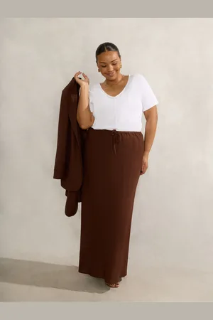 Live Unlimited London Linen Blend Bias Cut Skirt36