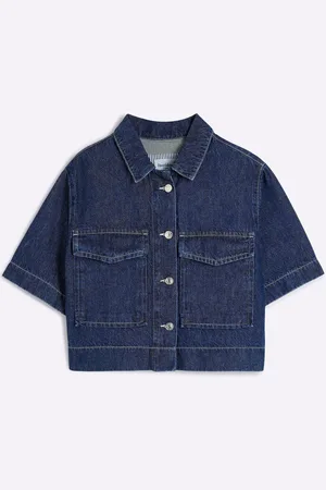 River Island 100% Cotton Boxy Crop Denim Shirt42