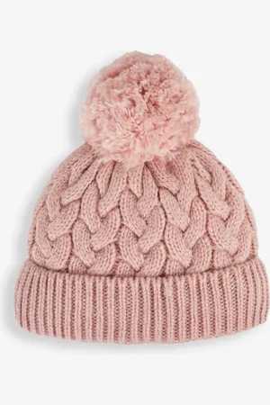 JoJo Maman Bébé Chunky Cable Knit Pom Pom Hatte og huer0 - 12 måneder (50 - 80cm)