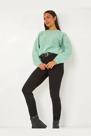 Roman Pearl Embellished Cable Knit Jumper46
