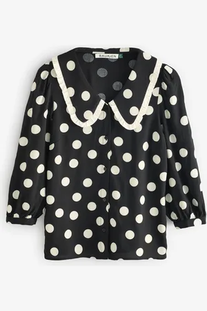 Baukjen Sosha Printed Collar Detail Black Polka Dot Print Blouse44