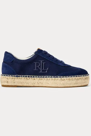 Ralph Lauren Kids Blue Luize Canvas Suede Trainers