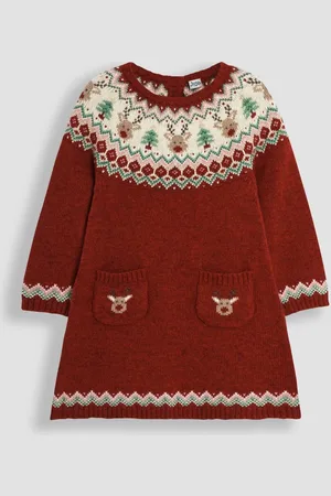 JoJo Maman Bébé Christmas Knitted Dress3 - 4 år (98 - 104cm)