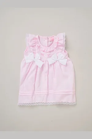 Rock-a-bye Baby Boutique Pink 100% Cotton Dress Knickers and Bow Headband Outfit Set7480cm