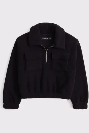 Abercrombie & Fitch Sherpa Black Fleece Borg Quauter Zip Fleece Jumper15 - 16 år (170 - 176cm)