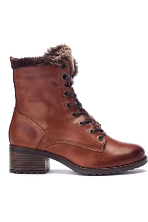 Moda In Pelle Alpinne Faux Fur Lined Lace-Up Leather Brown Boots