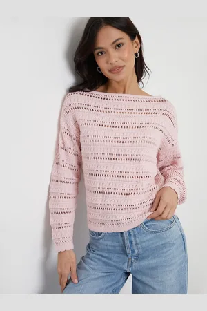 Threadbare Slash Neck Pointelle Knit Jumper40