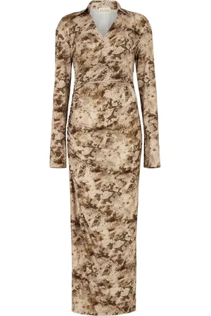 DASKA Scorpio Maxi Wrap Dress With Long Sleevesxsmall