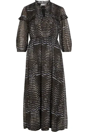 VILA 3/4 Sleeve Gold Flex Chiffon Midaxi Dress36