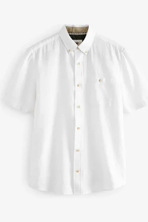 Next Linen Blend Short Sleeve 100% Cotton Oxford Shirt3XL