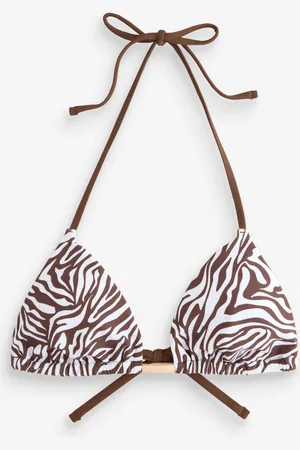 Abercrombie & Fitch Zebra Print Halter String Triangle Brown/White Bikini Topmedium