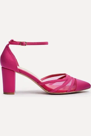 Linzi Tasha Scuba Block Court Heels With Mesh Front Detail