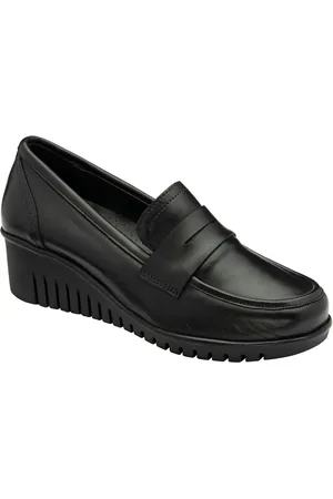 Lotus Leather Slip-On Wedge Shoes