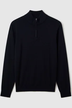 Reiss Blackhall Merino Wool Half-Zip Funnel Neck JumperM
