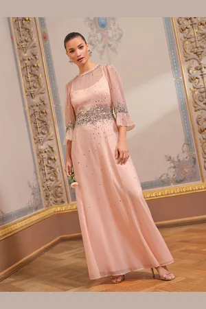 Love & Roses Sequin Flute Sleeve Maxi Dress36
