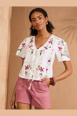 Love & Roses Short Sleeve Embroidered Lace Insert Top44
