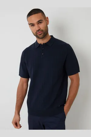 Threadbare Cotton Mix Kortærmet Textured Knitted Polo-skjorterStor