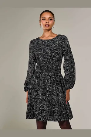 Jolie Moi Long Sleeve Ruched Waist Midi Dress44