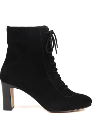 JONES BOOTMAKER Lorah Leather Lace-Up Black Boots