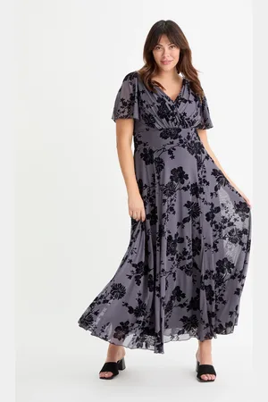 Scarlett & Jo Isabelle Chinoise Flock Angel Sleeve Maxi Dress54
