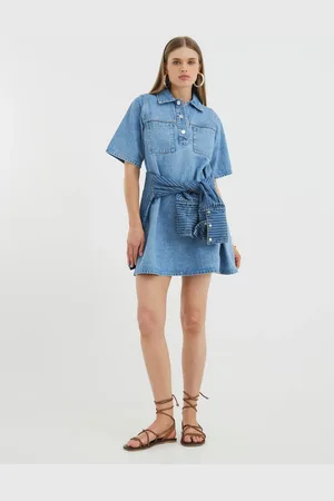 River Island 100% Cotton Denim Shirt Collar Dress44