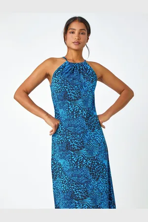 Roman Animal Print Halter Neck Stretch Dress46