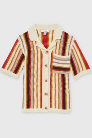 Reiss Candy Cotton Striped Crochet Shirt140146cm