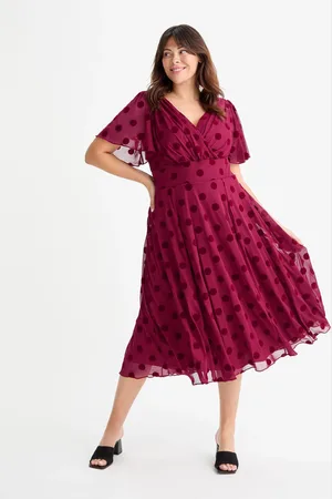 Scarlett & Jo Victoria Flock Spot Angel Sleeve Mesh Midi long Dress40