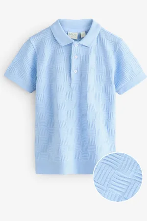 Ted Baker Blue Textured 100% Cotton Polo Shirt116122cm