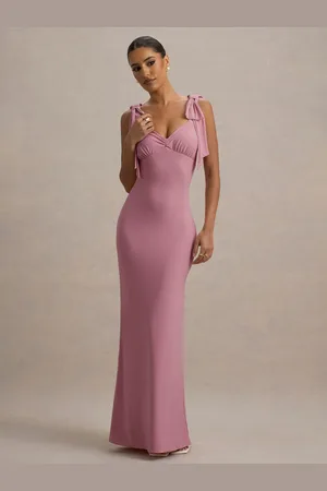 Club L Evanna V-Neck Maxi Dress With Bow Straps42