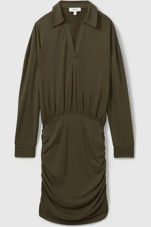 Reiss Victoria Ruched Jersey Open-Collar Mini DressXS