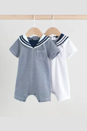 Next 100% Cotton Textured Baby Rompers 2 Pack8692cm