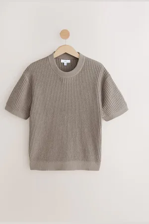 Next Relaxed Fit Cotton Rich Kortærmet Bouclé Knit Crew T-shirtSmall
