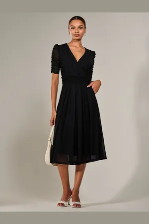 Jolie Moi Ruched Sleeve Mesh Maxi Dress44