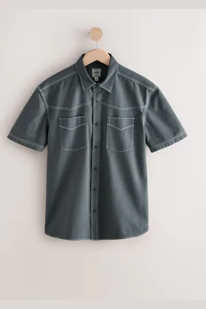Next Twin Pocket Contrast Stitch Short Sleeve 100% Cotton Shirt3X-Large