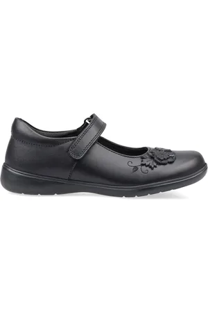 Start Rite Wish Rip-Tape Black Leather Pretty School Shoes F & G Fit