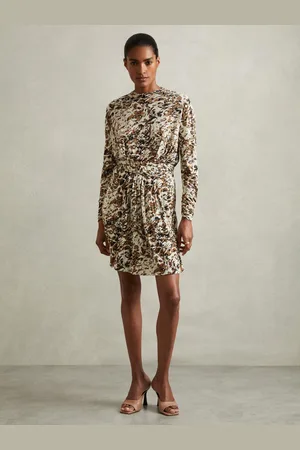 Reiss Jala Wool-Blend Floral-Print Jersey DressXS