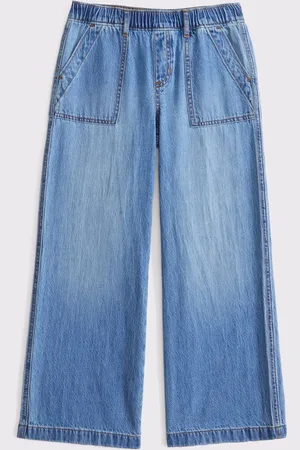 Abercrombie & Fitch Blue High Rise Pull On Wide Leg 100% Cotton Trousers17år