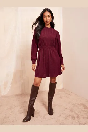 Friends Like These Cosy High Neck Shirred Waist Mini Dress48
