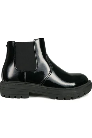 Toezone Cara Girls Gusset and Zip Unicorn Ankle Black Boots