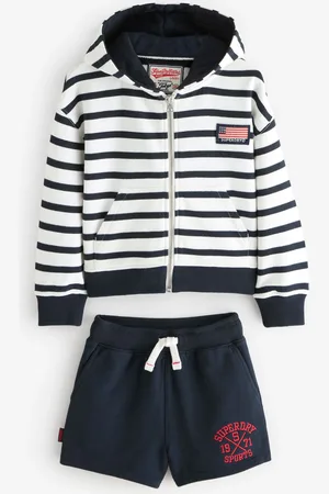 Superdry Stripe Classic Flag Zip Through Hoodies and Short Set98104cm
