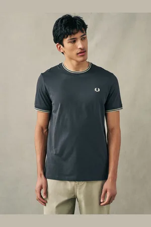 Fred Perry Grey 100% Cotton Twin Tipped Logo T-ShirtL