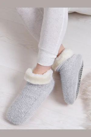 Totes Ladies Knitted Texture Winter Bootie SlippersEn