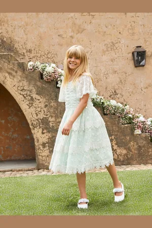 Angel & Rocket Anabelle Mint Lace Tiered Dress4 år (104cm)
