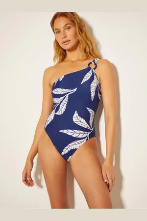 Monsoon Dinah One-Shoulder Leaf Print Swimsuit48