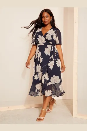 Friends Like These Chiffon Mix Flutter Sleeve Wrap Dress52