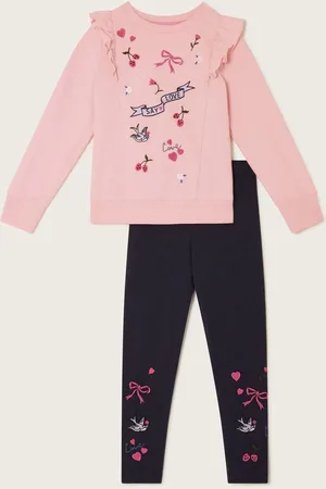 Monsoon Love Embroidered 100% Cotton Jumper and Leggings Set9 - 10 år (134 - 140cm)